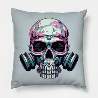 Comic art gas masked skull Pillow