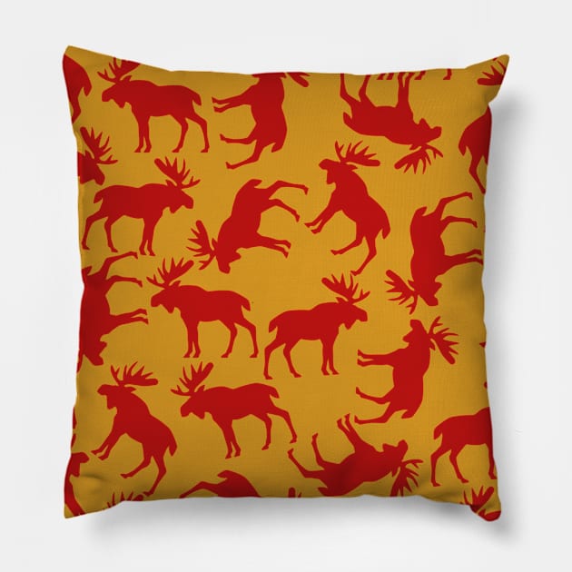 Christmas Moose Pattern Pillow by 66LatitudeNorth