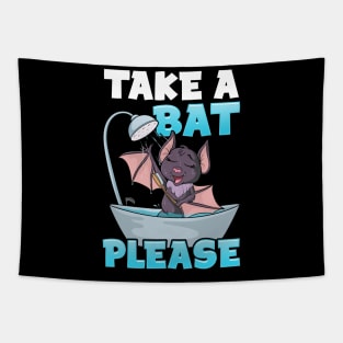 Take A Bat Please | Bat Lovers Gifts Funny Halloween Bat Pun Tapestry