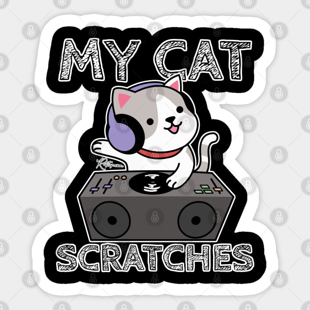 Kitty Cat DJ Scratch' Sticker