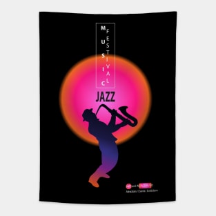 JAZZ MUSIC Festival Sax Lover Musician Saxophone player t-shirt futuristic design Contemporary Art Tapestry