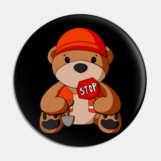 Construction Teddy Bear Pin by Alisha Ober Designs