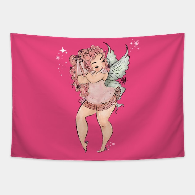 Vintage Cherub Fairy (option without background) Tapestry by The Mindful Maestra