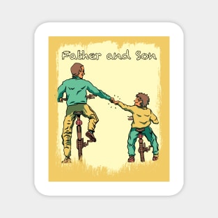Father and Son Bike Partners Magnet