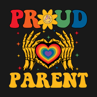 Rainbow Skeleton Heart Proud Parent LGBT Gay Lesbian Pride T-Shirt