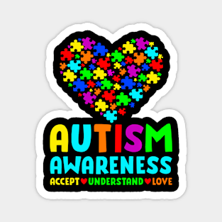 Autism Puzzle Heart Love Accept Understand Autism Awareness Magnet