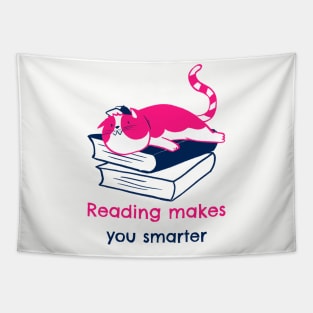 reading makes you smarter- cute lazy cat Tapestry