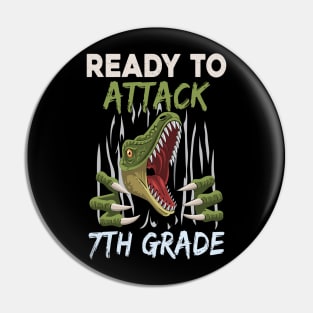 Dinosaur Kids Ready To Attack 7Th Grade Boys Back To School Pin