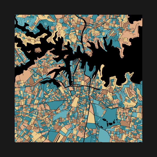 Sydney Map Pattern in Mid Century Pastel by PatternMaps