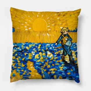 Cat Sower At Sunset Pillow