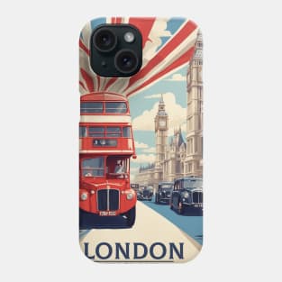 London England Double Decker Bus Vintage Travel Tourism Phone Case