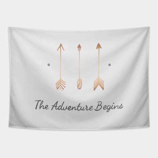 The Adventure Begins Quote Tapestry by NewburyBoutique