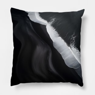 Black Sand White Waves - Iceland Minimalist Pillow