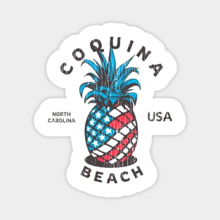 Coquina Beach, NC Summertime Vacationing Patriotic Pineapple Magnet