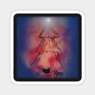 Watercolor Christmas tree with Present Magnet