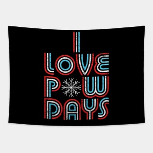 I Love Pow Days  Retro Vintage Style Snowboad Ski Tapestry