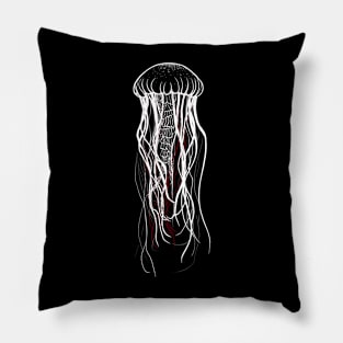 Jellyfish with red threads - Jellyfish motif Pillow