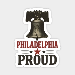 Philadelphia Liberty Bell Vintage Typography - Patriotic Americana City Pride Magnet
