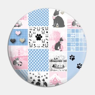 Cat Lovers Patchwork Pattern Pin