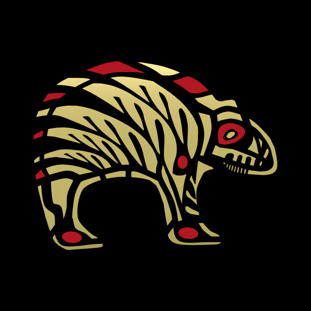 Tribal Black and Gold Bear Icon by PatricianneK