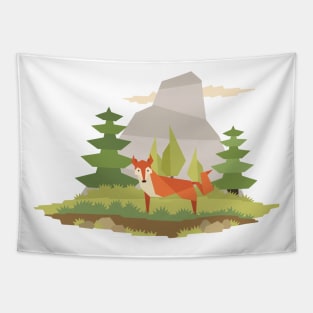 Geometric flat style fox design Tapestry