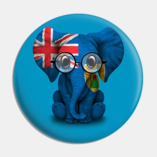 Baby Elephant with Glasses and Turks and Caicos Flag Pin