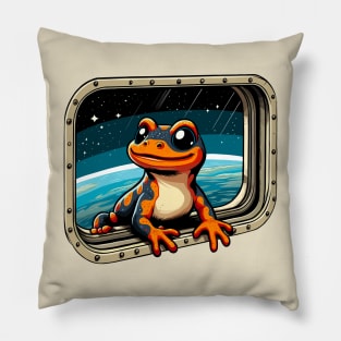 Salamander Coming Through a Space Station Window Pillow
