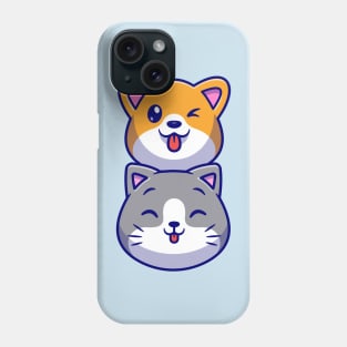 Cute Dog And Cute Cat Head Cartoon Phone Case