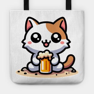 Cat with beer Tote