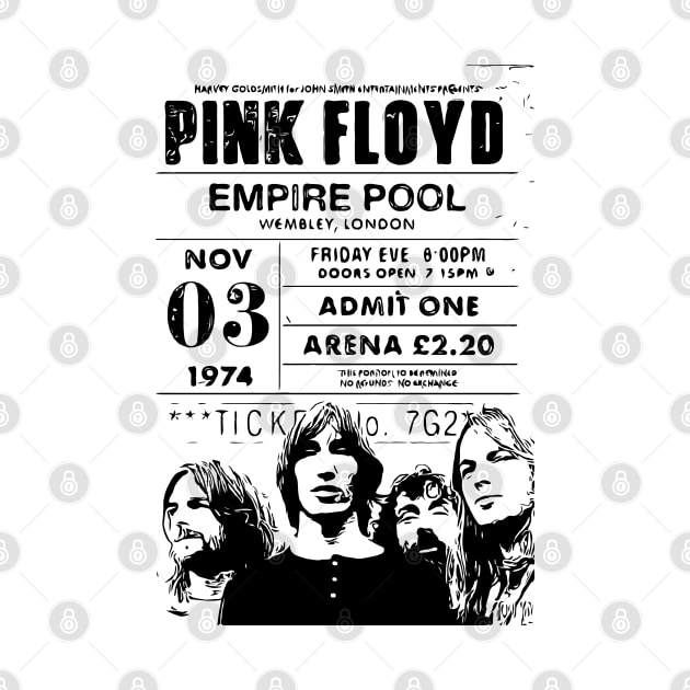 Pink Floyd Retro Ticket by Playful Creatives