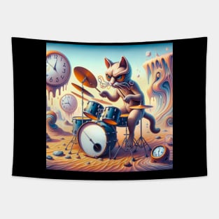 Cat playing drums Tapestry