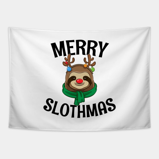 Gift For Sloth Lovers Merry Slothmas Tapestry by teeleoshirts