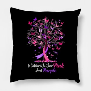 Domestic Violence Breast Cancer Awareness Month Ribbon Tree Pillow