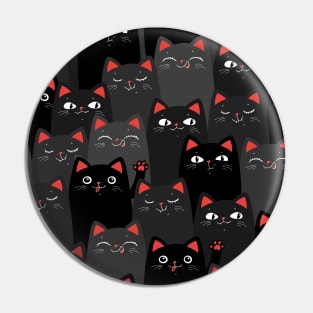 happy black cats seamless pattern Pin