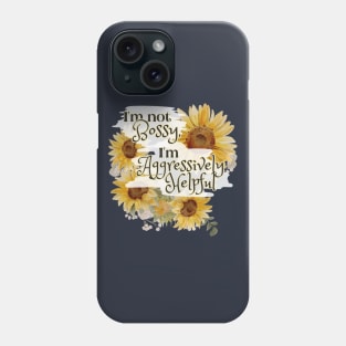 bossy woman gift, watercolor botanical,  sunflower floral flowers Phone Case