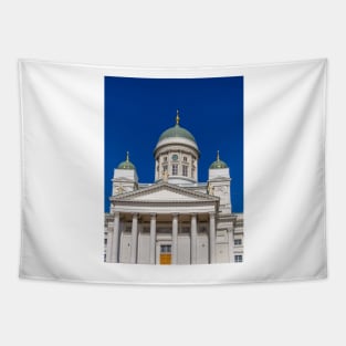 Main entrance to white Helsinki Cathedral Tapestry