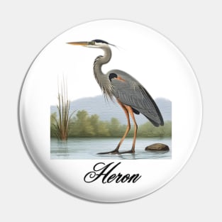 a Heron standing in the water Pin