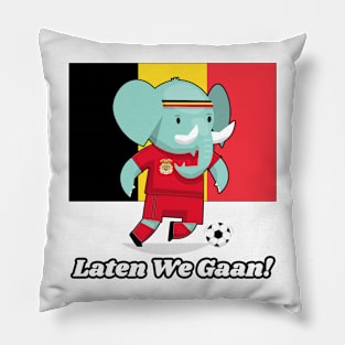 ⚽ Belgium Football, Cute Elephant Kicks Ball, Laten We Gaan! Score! Pillow