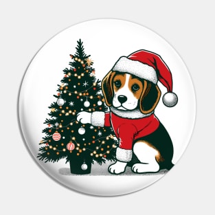 Beagle Dog Christmas Pin