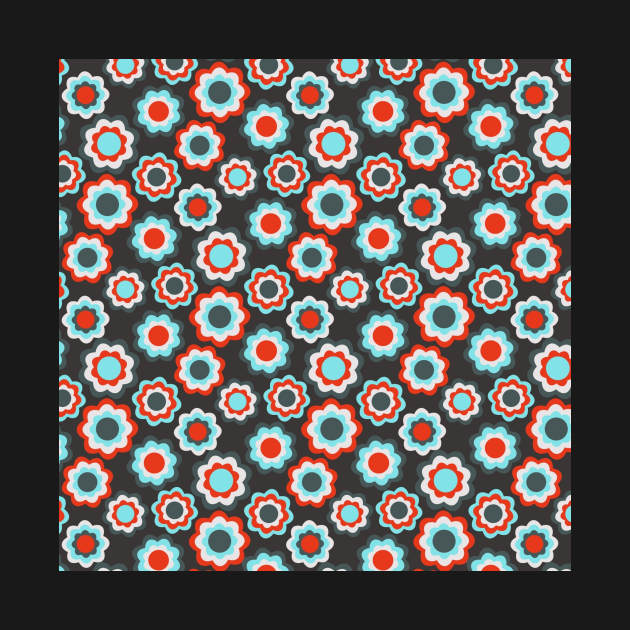 Blue & Red Floral Pattern by FloralPatterns