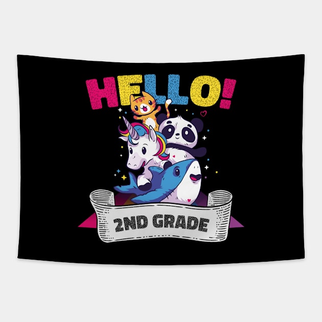 Hello Second 2nd Grade Teacher First Day Of School Tapestry by artdise