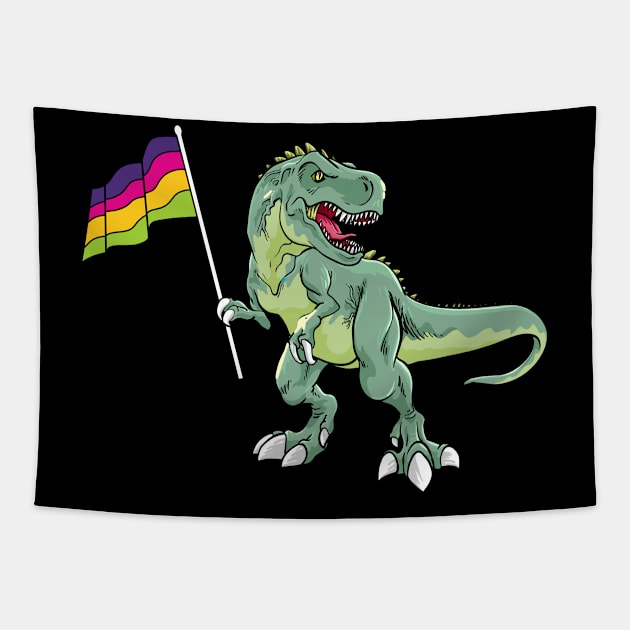 Funny Dinosaur Flag Saphic Pride LGBT Gift Tapestry by Lones Eiless