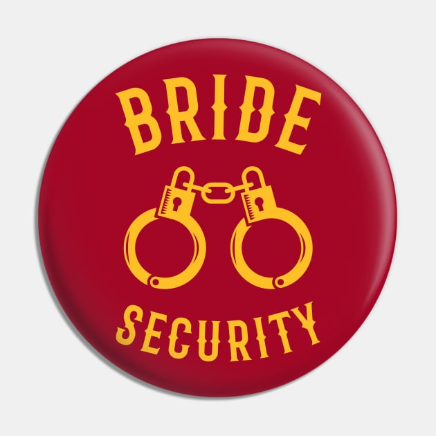 Bride Security – Handcuffs (Hen Party / Gold) Pin by MrFaulbaum