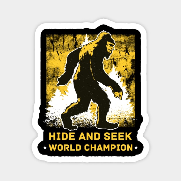 Retro Bigfoot Hide & Seek World Champion Magnet by 5StarDesigns