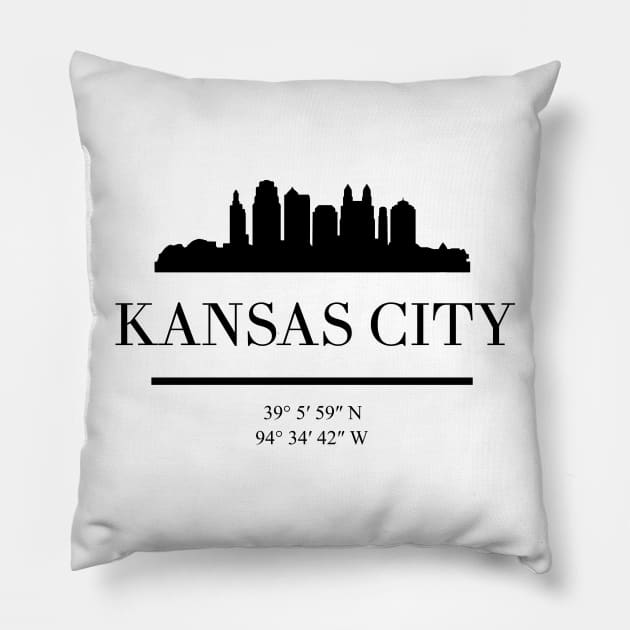 KANSAS CITY MISSOURI BLACK SILHOUETTE SKYLINE ART Pillow by deificusArt