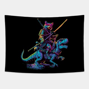 Cat Dinosaur Rampage Tapestry