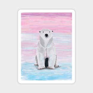 Polar bear in pink sky Magnet