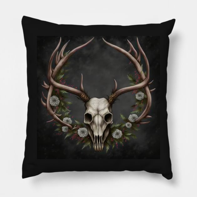 Stag wreath Pillow by BloodRubyz