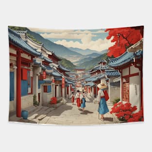 Cheongju South Korea Travel Tourism Retro Vintage Tapestry