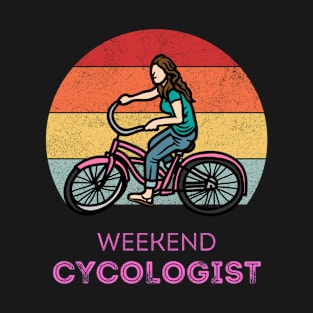 Weekend Cycologist Retro Sunset Cycling T-Shirt